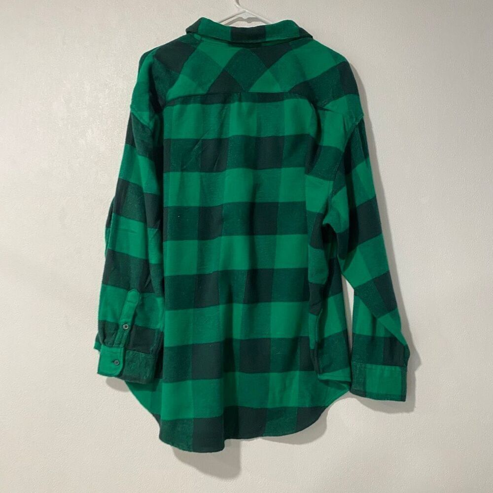 Aerie Green Plaid Flannel Shirt Button Down Cozy Oversized Top Size M - Picture 3 of 8